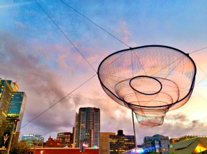 Janet Echelman's "Her Secret is Patience" in Civic Space Park. Photo: Lauren Potter.