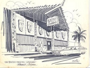 An original sketch of the bar's redesign plans, several decades ago.