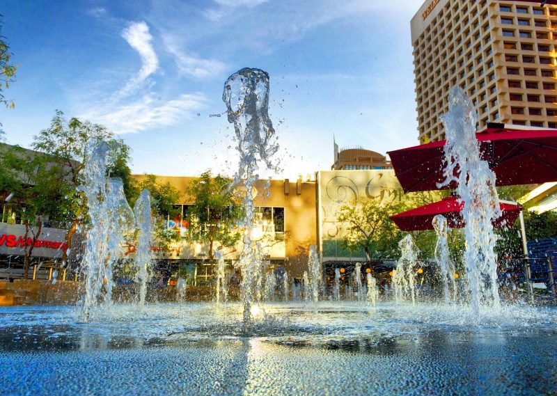 cityscape fountain