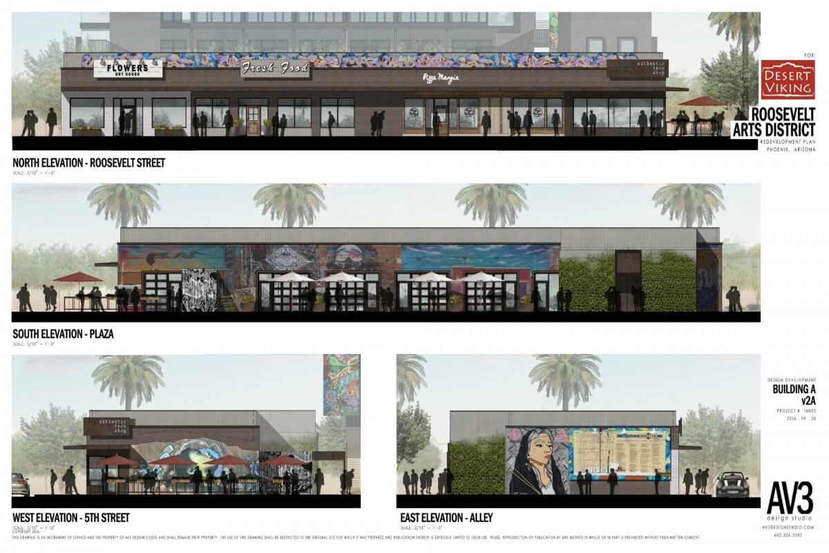 The Blocks of Roosevelt Row Rendering. Courtesy of Desert Viking Development. 