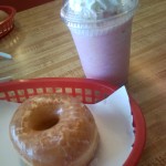 Sips and Grub | Glazed Donut and Strawberry Smoothie at Rainbow Donuts