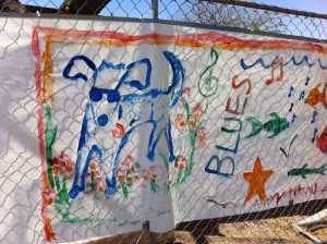 Zachary Cook's contribution to the mural at the Blues Blast